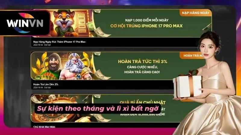 Các phần thưởng bất ngờ thường xuất hiện trong dịp đặc biệt
