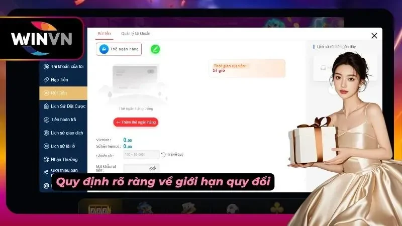 Việc rút tiền ở nền tảng quy định rõ về hạn mức