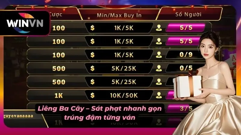 Trúng đậm cùng sảnh Liêng Ba Cây